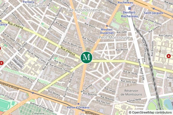 Carte de la station de métro Alésia à Paris