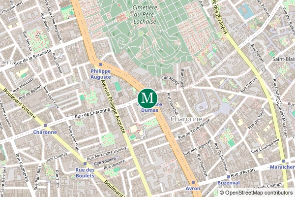 Carte de la station de métro Alexandre Dumas à Paris