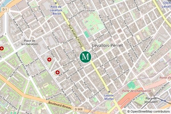 Carte de la station de métro Anatole France à Paris