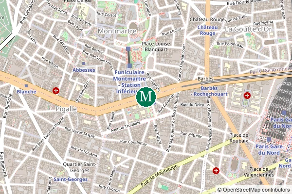 Carte de la station de métro Anvers à Paris