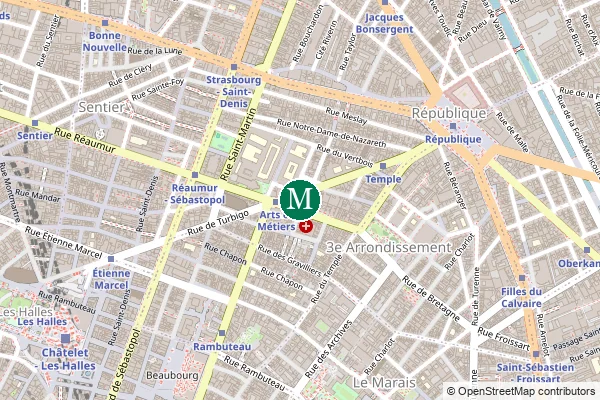 Carte de la station de métro Arts et Métiers à Paris