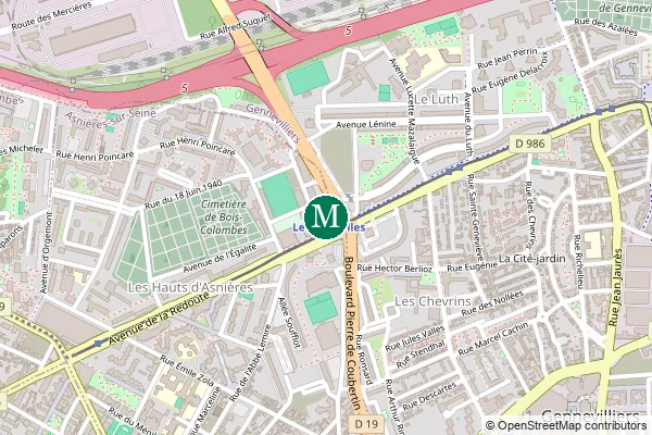 Carte de la station de métro Asnières - Gennevilliers - Les Courtilles à Paris