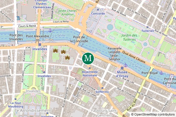 Carte de la station de métro Assemblée Nationale à Paris