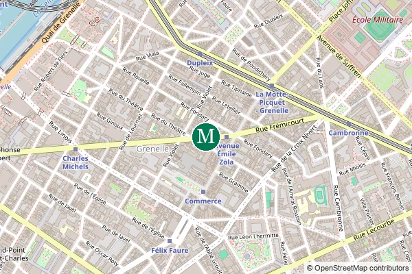 Carte de la station de métro Avenue Émile Zola à Paris