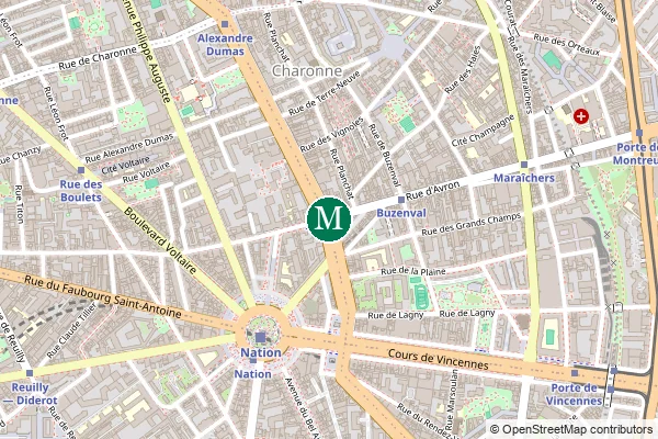 Carte de la station de métro Avron à Paris