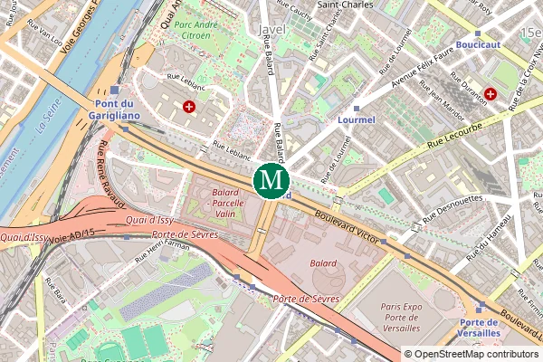 Carte de la station de métro Balard à Paris