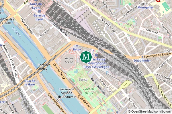 Carte de la station de métro Bercy à Paris