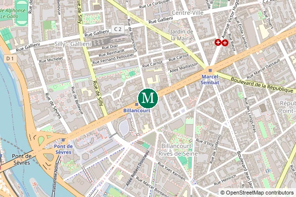 Carte de la station de métro Billancourt à Paris