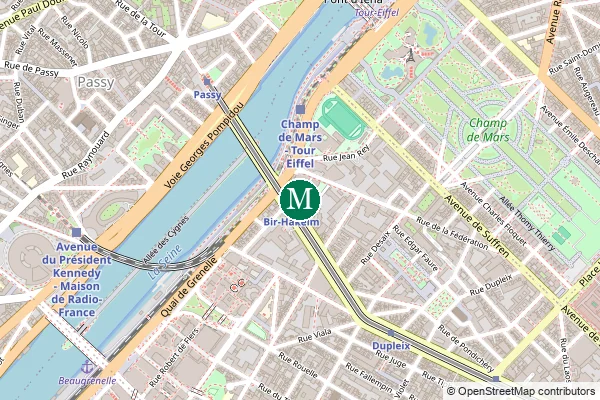 Carte de la station de métro Bir-Hakeim à Paris