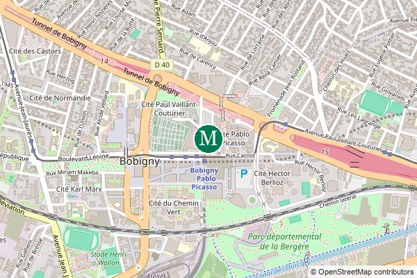Carte de la station de métro Bobigny - Pablo Picasso à Paris