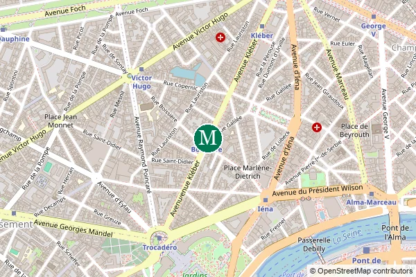 Carte de la station de métro Boissière à Paris