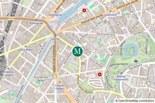 Carte de la station de métro Bolivar à Paris