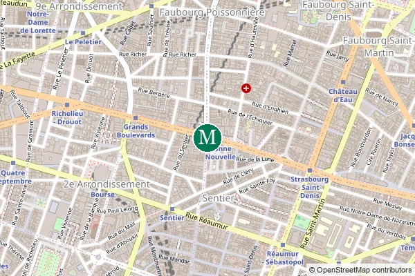Carte de la station de métro Bonne Nouvelle à Paris