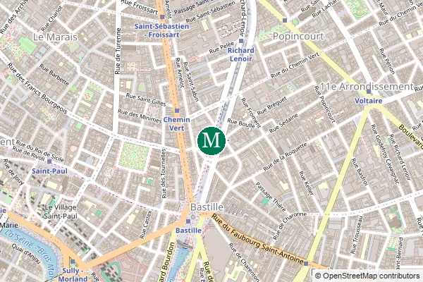 Carte de la station de métro Bréguet-Sabin à Paris