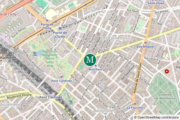 Carte de la station de métro Brochant à Paris