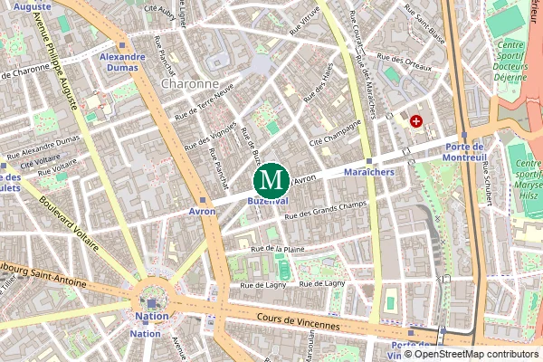Carte de la station de métro Buzenval à Paris