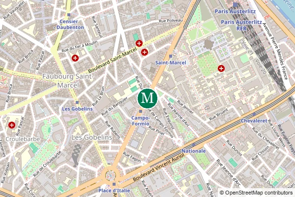 Carte de la station de métro Campo-Formio à Paris
