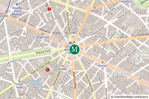 Carte de la station de métro Charles de Gaulle - Étoile à Paris