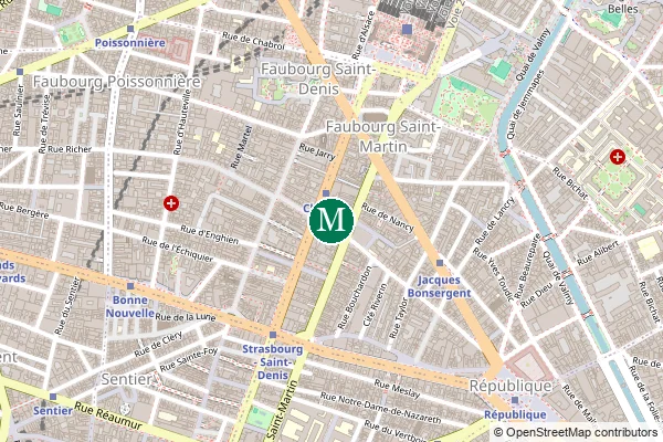 Carte de la station de métro Château d'Eau à Paris