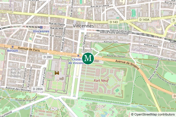 Carte de la station de métro Château de Vincennes à Paris