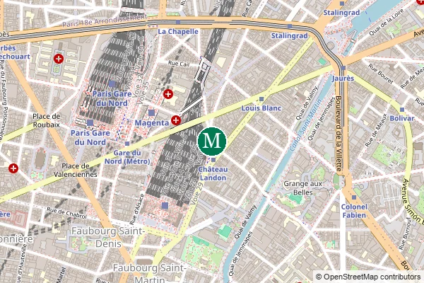 Carte de la station de métro Château Landon à Paris