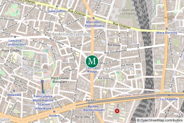 Carte de la station de métro Château Rouge à Paris