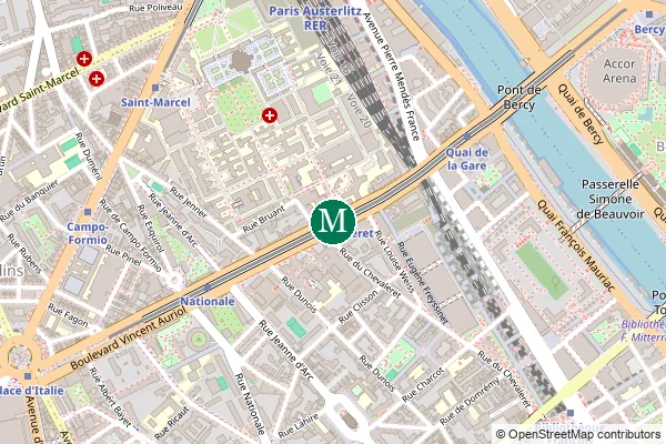 Carte de la station de métro Chevaleret à Paris