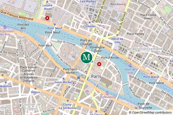 Carte de la station de métro Cité à Paris