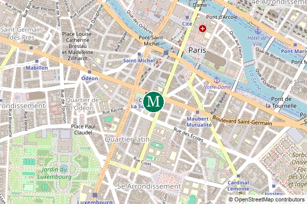 Carte de la station de métro Cluny - La Sorbonne à Paris