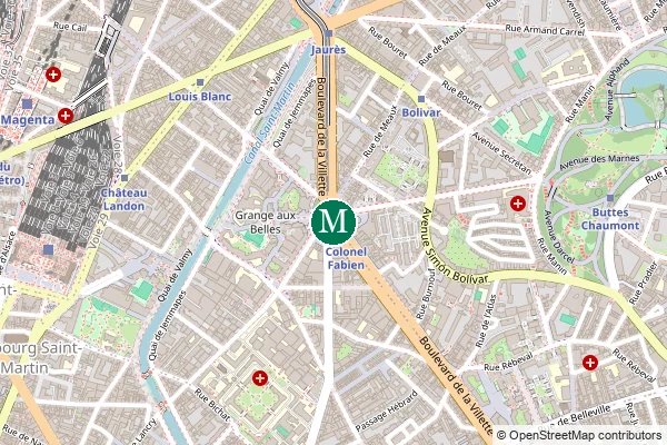 Carte de la station de métro Colonel Fabien à Paris