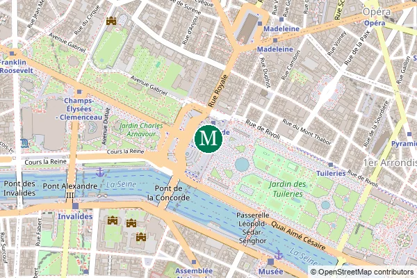 Carte de la station de métro Concorde à Paris