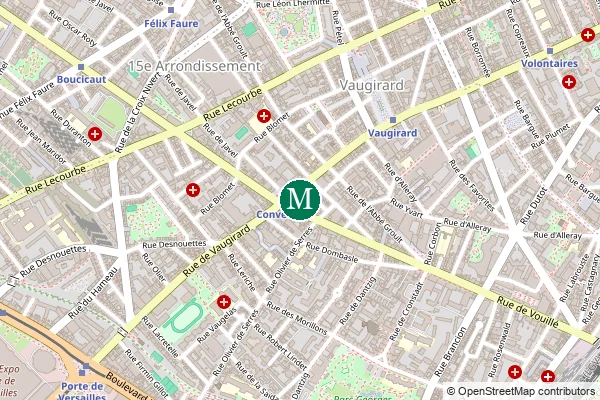 Carte de la station de métro Convention à Paris
