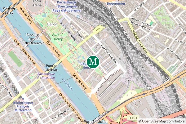 Carte de la station de métro Cour Saint-Emilion à Paris