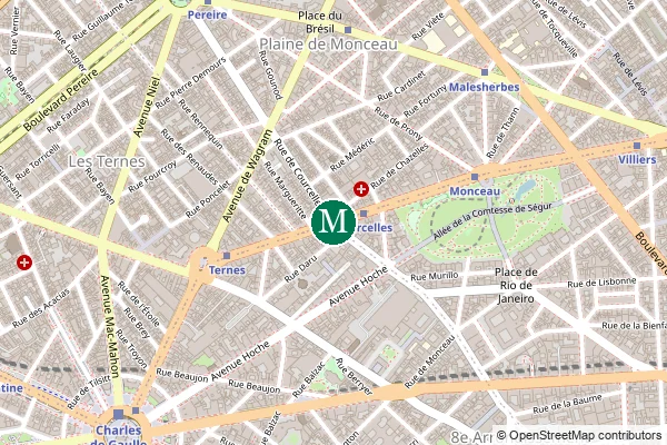 Carte de la station de métro Courcelles à Paris