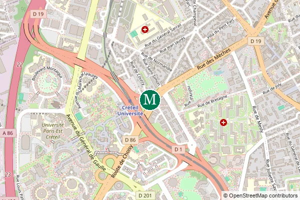 Carte de la station de métro Créteil - Université à Paris