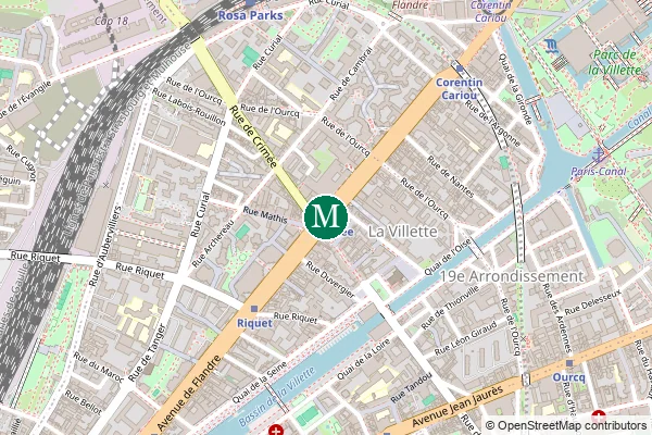 Carte de la station de métro Crimée à Paris