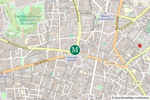 Carte de la station de métro Croix de Chavaux à Paris