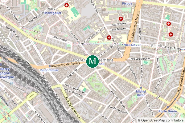 Carte de la station de métro Daumesnil à Paris