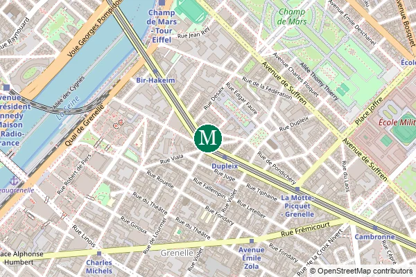 Carte de la station de métro Dupleix à Paris