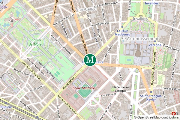Carte de la station de métro École Militaire à Paris