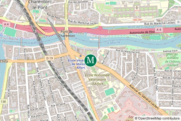 Carte de la station de métro École Vétérinaire à Paris