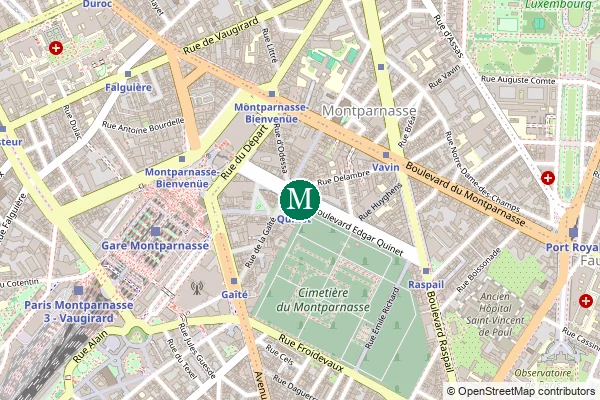 Carte de la station de métro Edgar Quinet à Paris