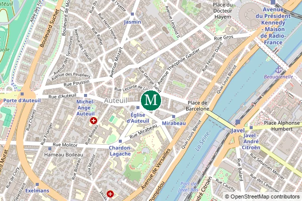 Carte de la station de métro Église d'Auteuil à Paris