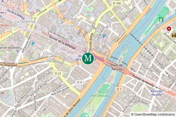 Carte de la station de métro Esplanade de la Défense à Paris