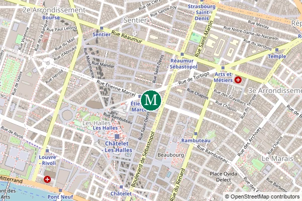 Carte de la station de métro Etienne Marcel à Paris