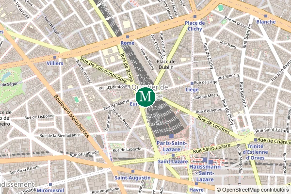 Carte de la station de métro Europe à Paris