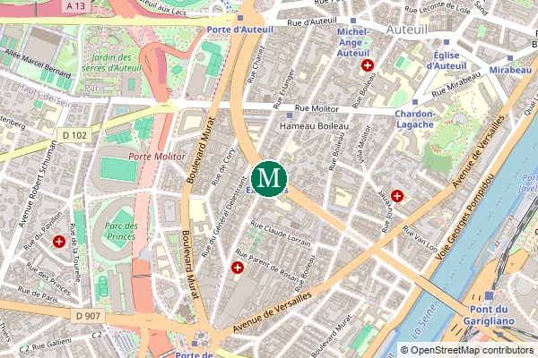 Carte de la station de métro Exelmans à Paris