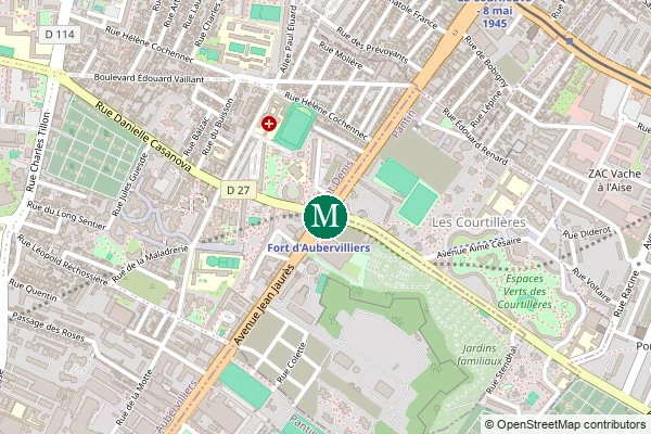 Carte de la station de métro Fort d'Aubervilliers à Paris