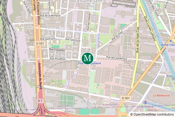Carte de la station de métro Front Populaire à Paris