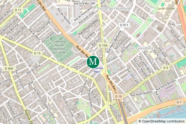 Carte de la station de métro Gabriel Péri à Paris